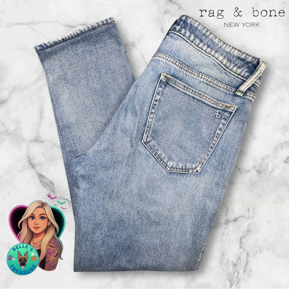 rag & bone Washed Light Blue Straight-Leg Jeans